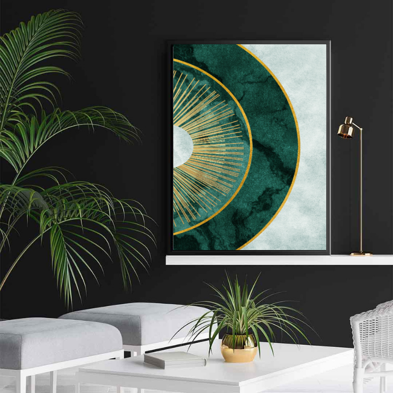 Canvas Painting - Modern Abstract Green Sun