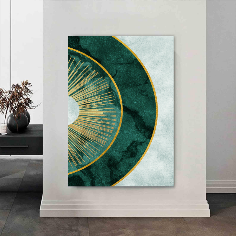 Canvas Painting - Modern Abstract Green Sun