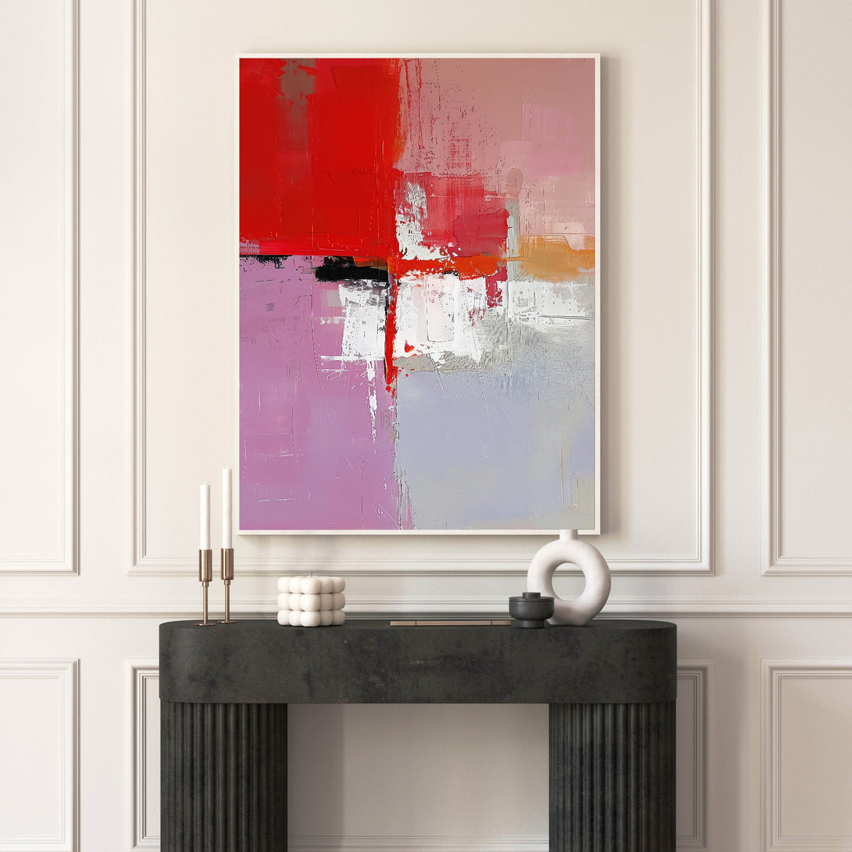 Canvas Painting - Vivid Red Abstract Art
