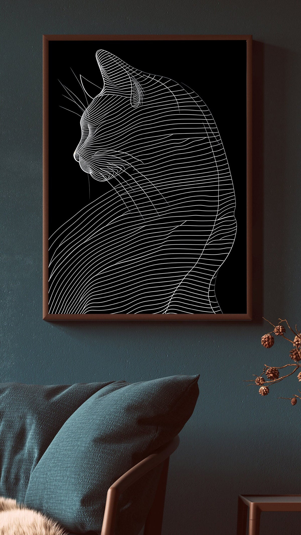 Canvas Painting - Black and White Cat