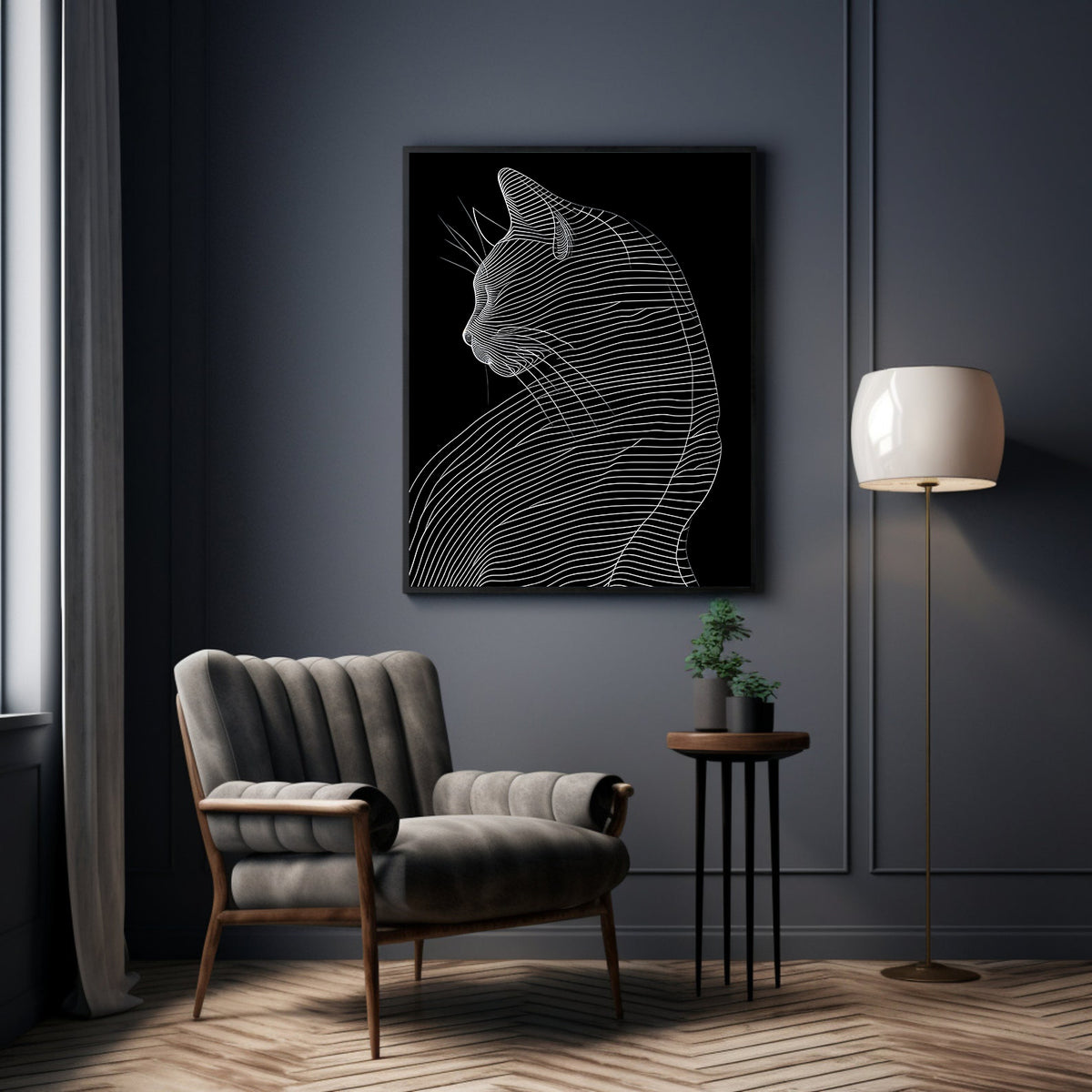 Canvas Painting - Black and White Cat