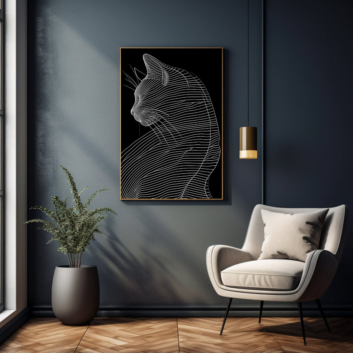 Canvas Painting - Black and White Cat