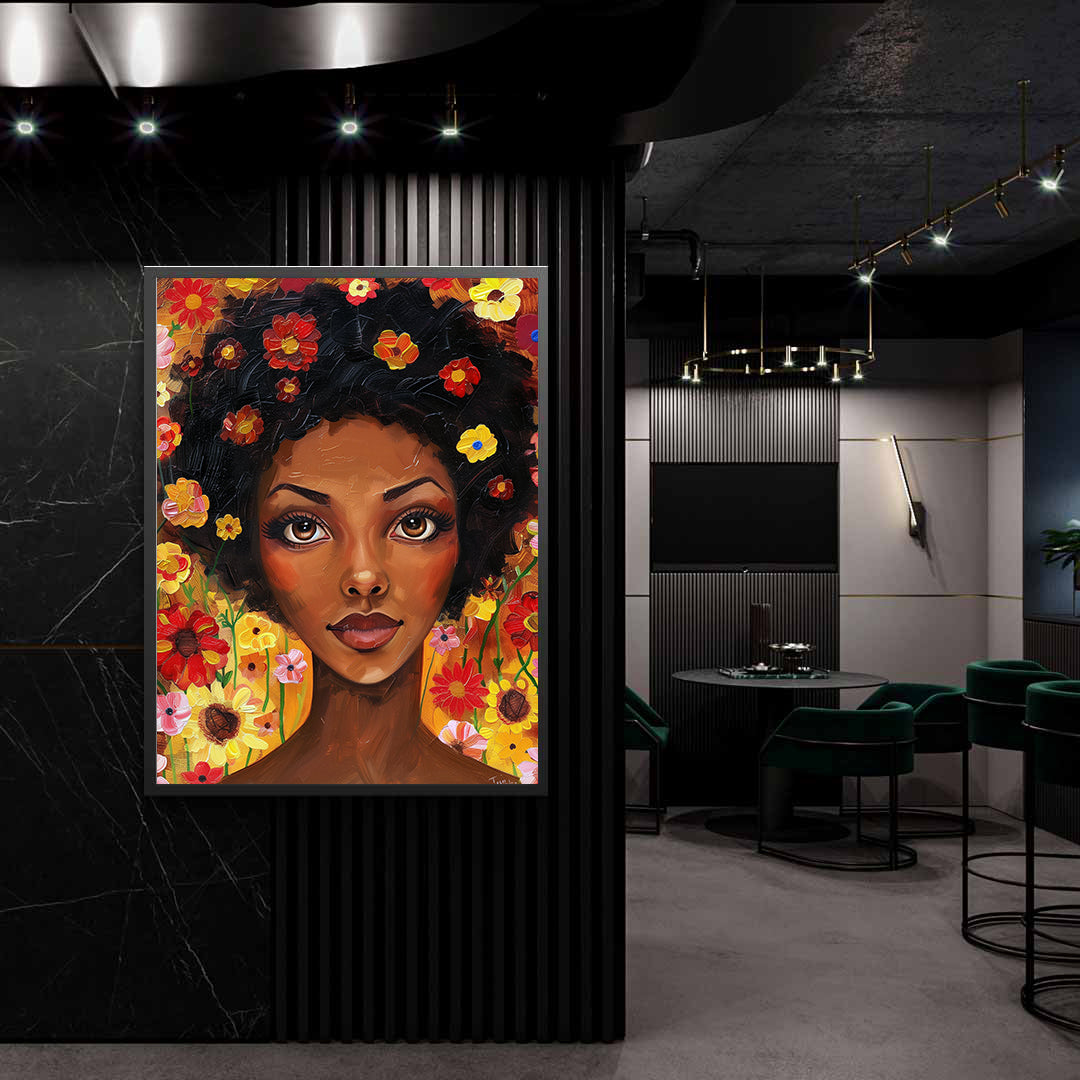 Canvas Painting - Portrait of Woman with Flowers