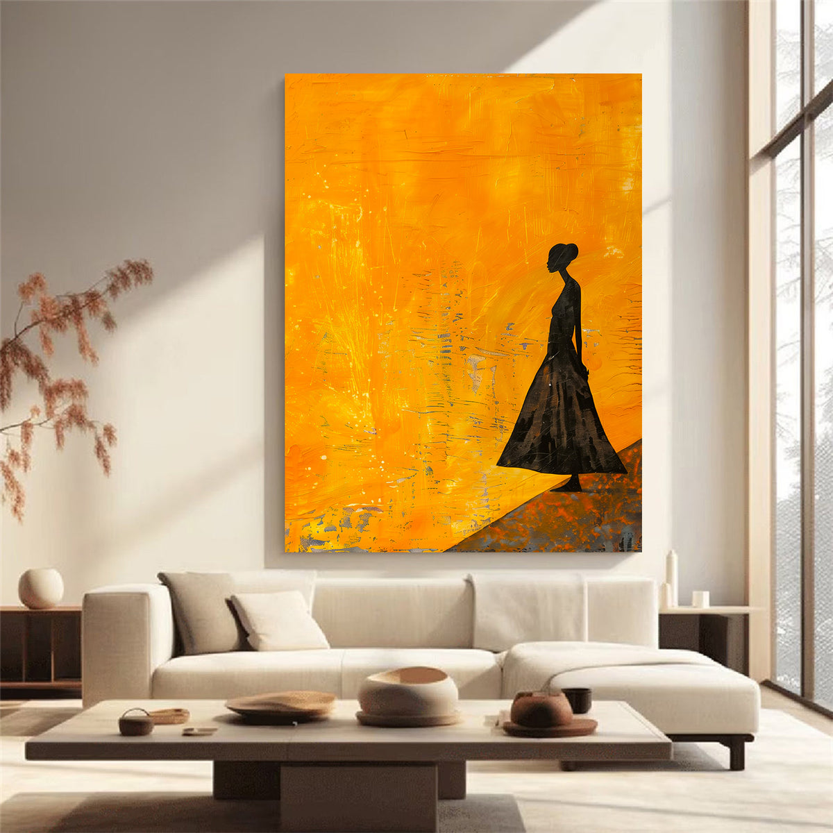 Tablou Canvas - Woman in Vibrant Orange