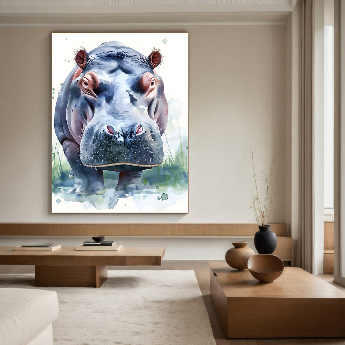 Canvas Painting - African Hippo