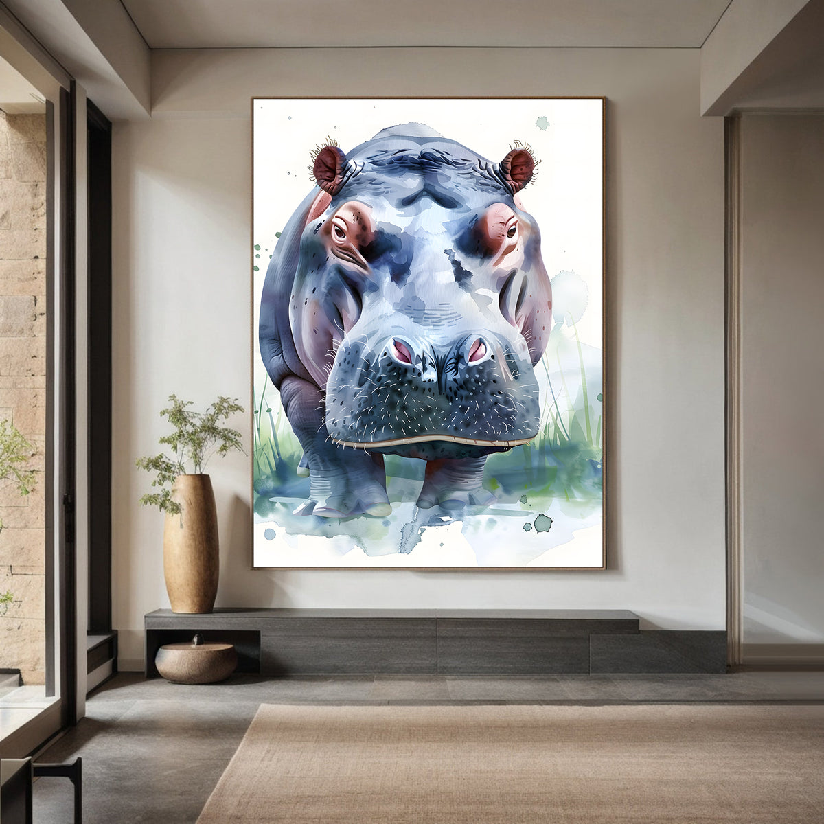 Canvas Painting - African Hippo
