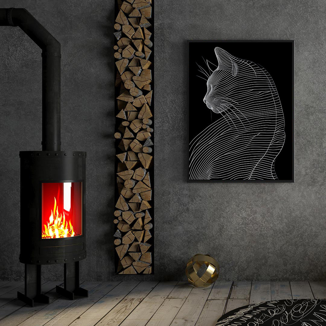 Canvas painting - Black and White Cat