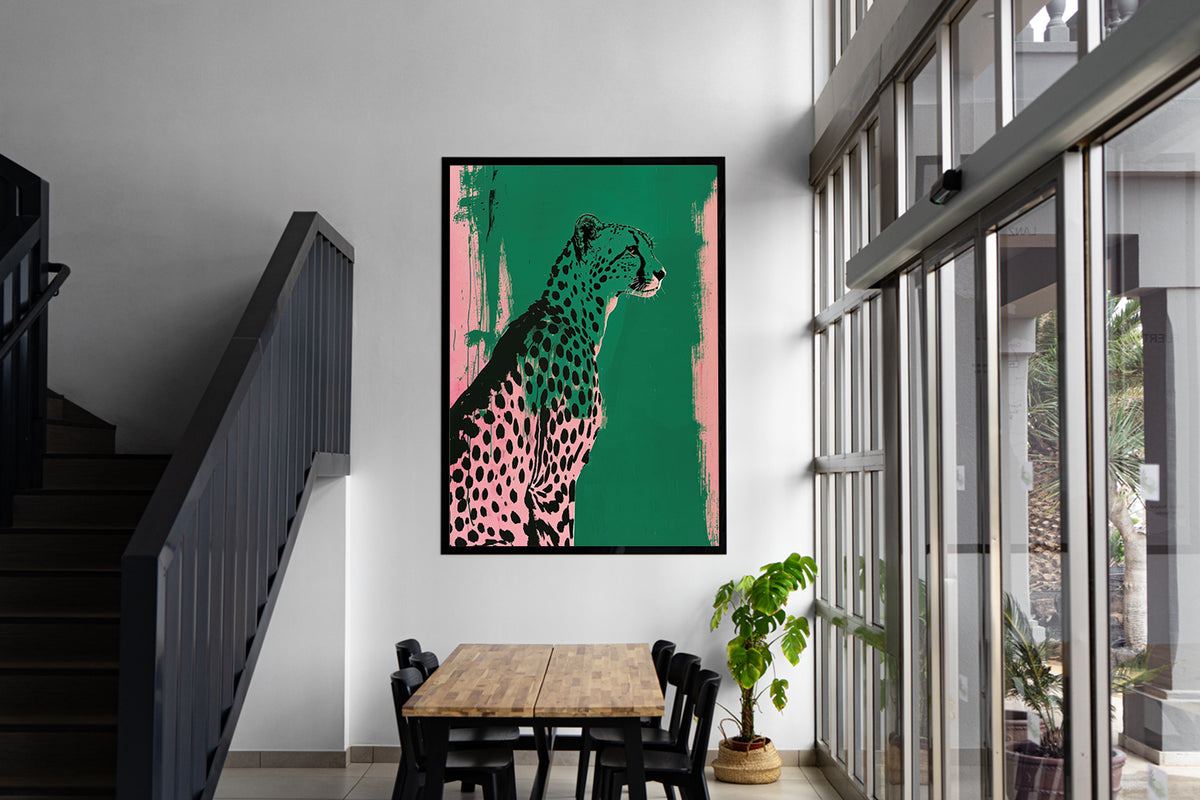 Canvas painting - Pink and Green Cheetah