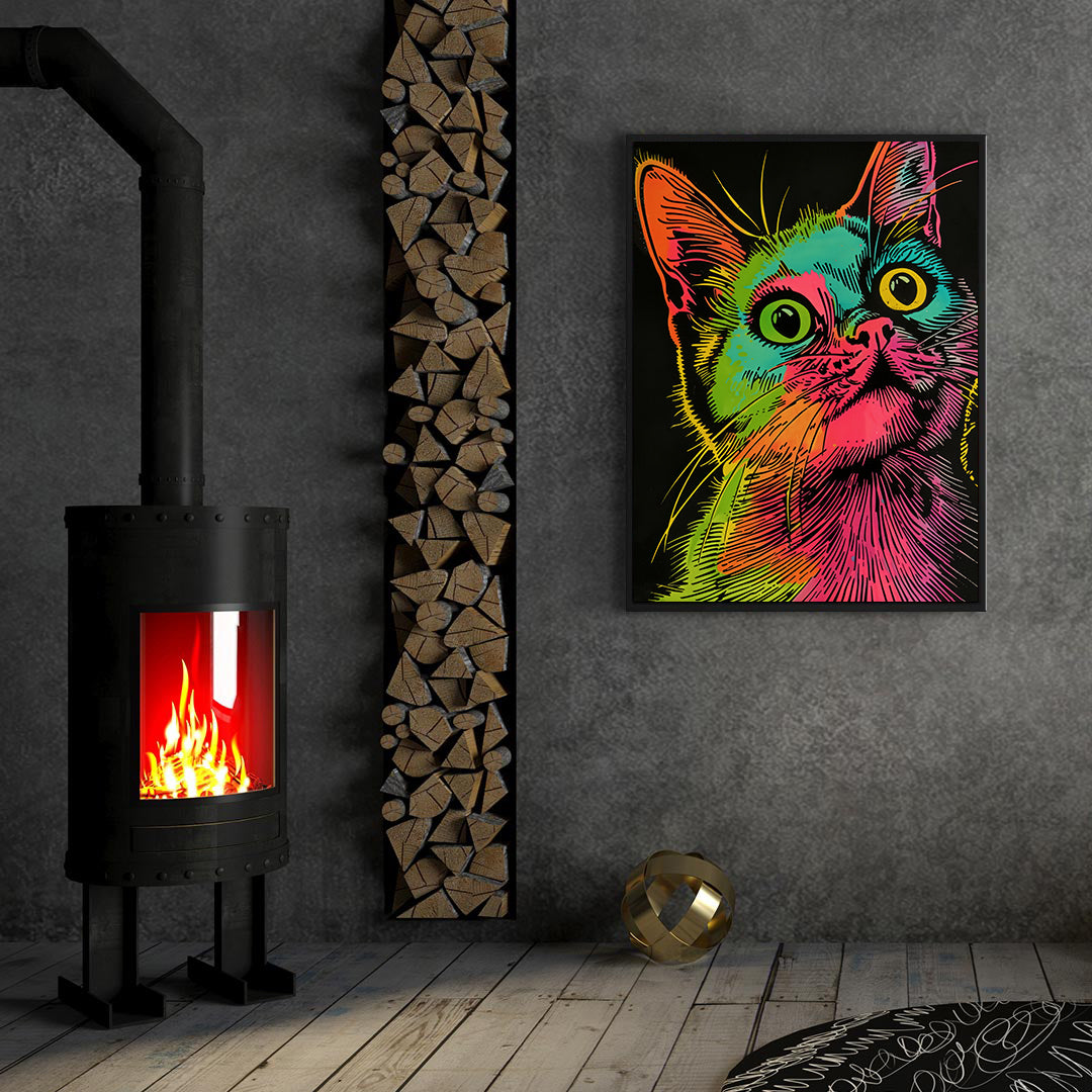 Canvas Painting - Multicoloured Cat