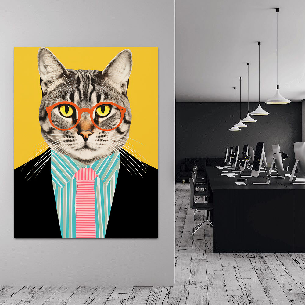 Canvas Painting - Businessman Cat