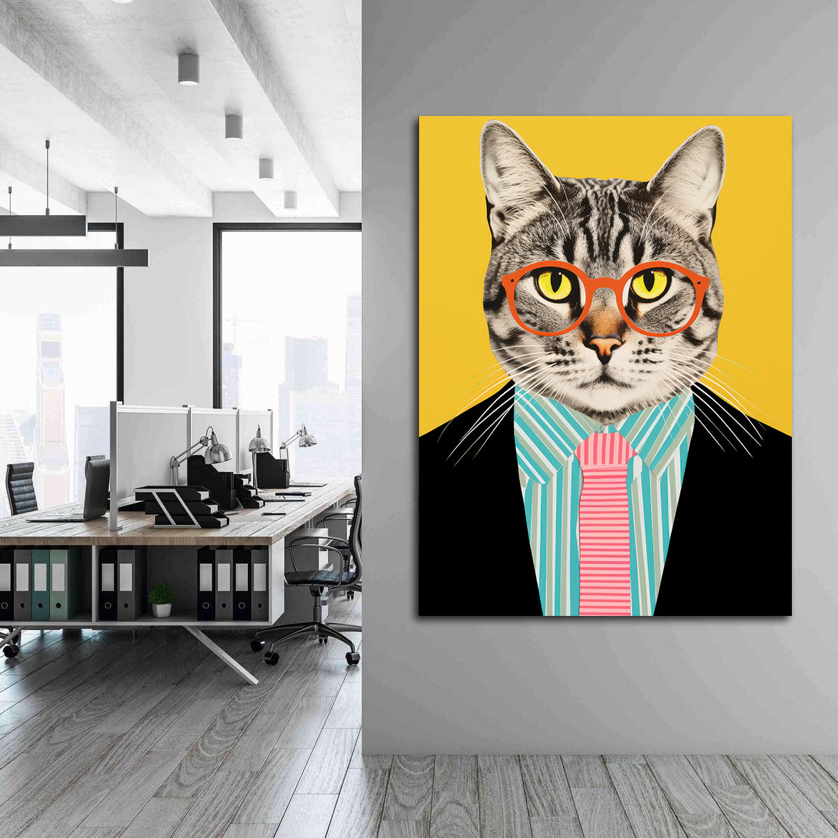 Canvas Painting - Businessman Cat
