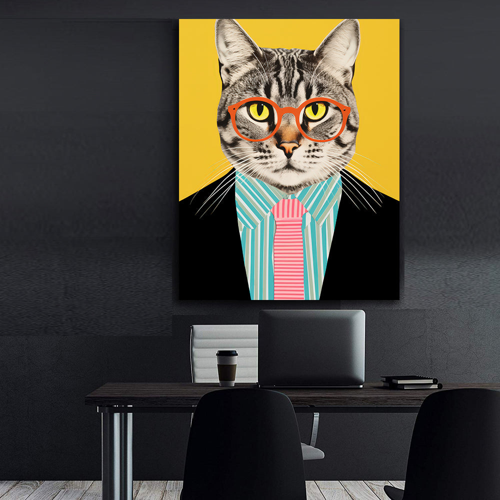 Canvas Painting - Businessman Cat