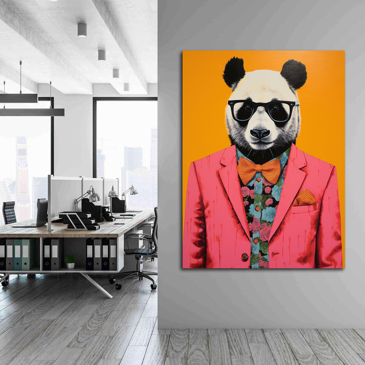Canvas Painting - Businessman Panda