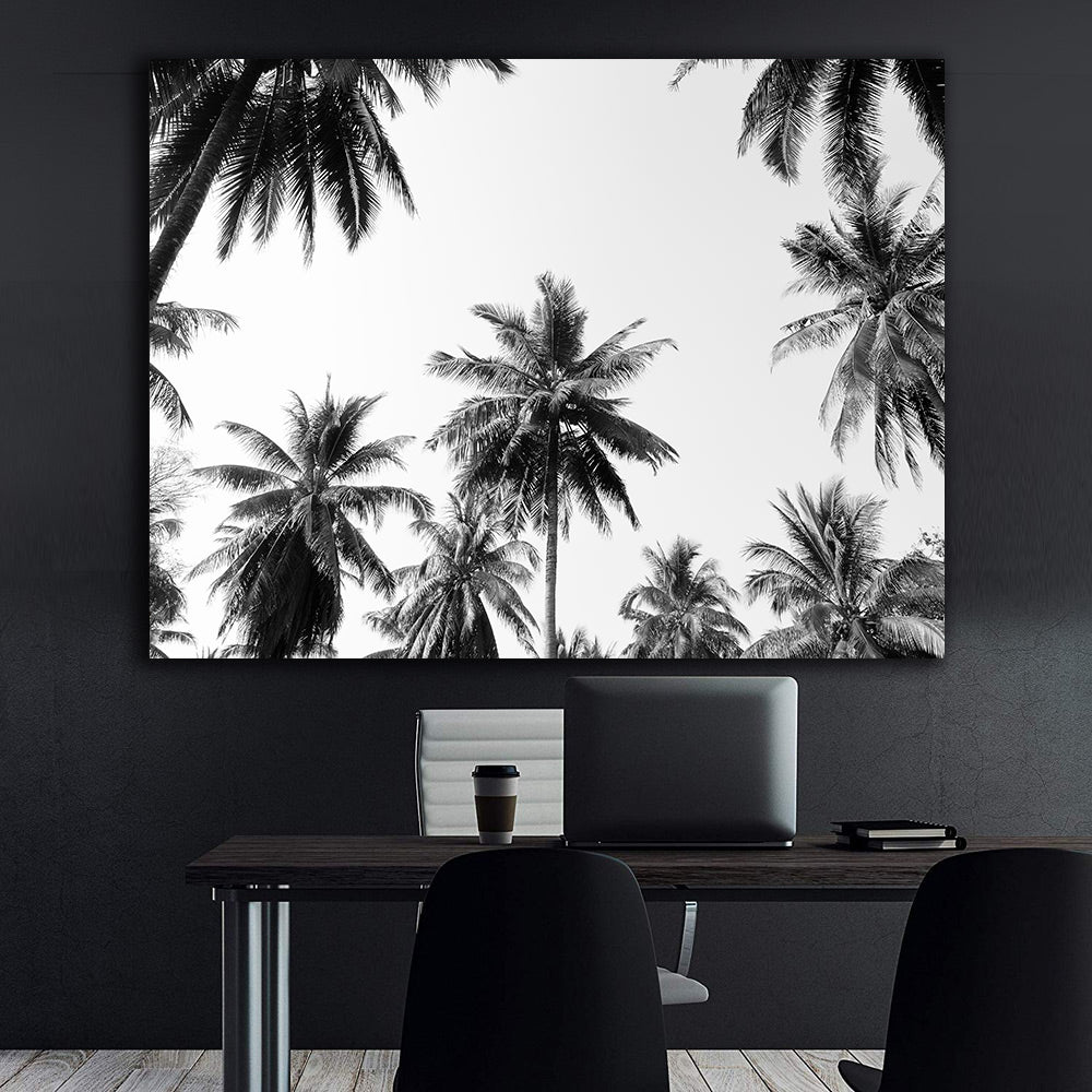 Canvas Painting - Palm Trees Black and White