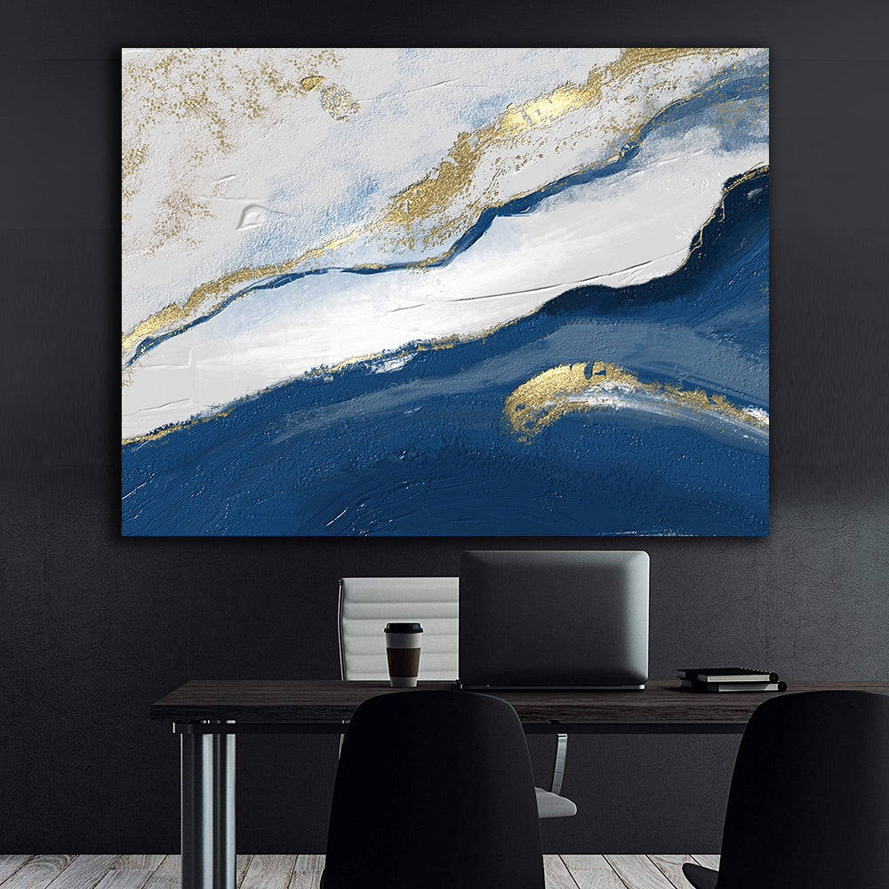 Canvas Painting - Abstract White and Blue