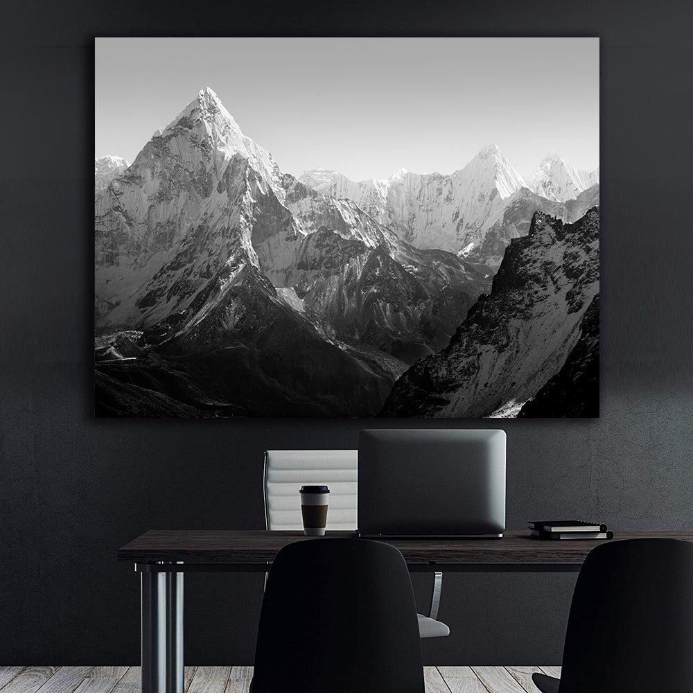 Canvas Painting - Black and White Mountain