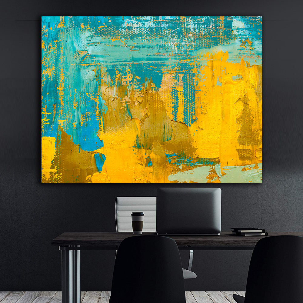 Canvas Painting - Green and Gold Abstract
