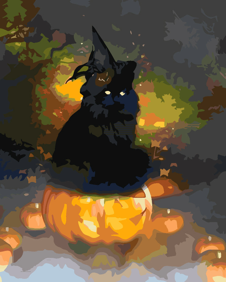 Paint by numbers - Halloween Pumpkin and Cat 3616