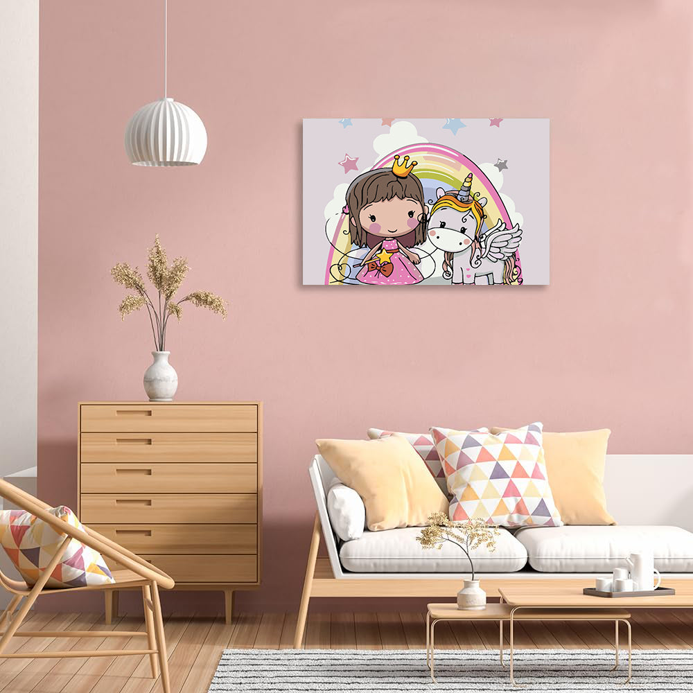 Pictura pe numere - Mica Printesa cu Unicornul 4132