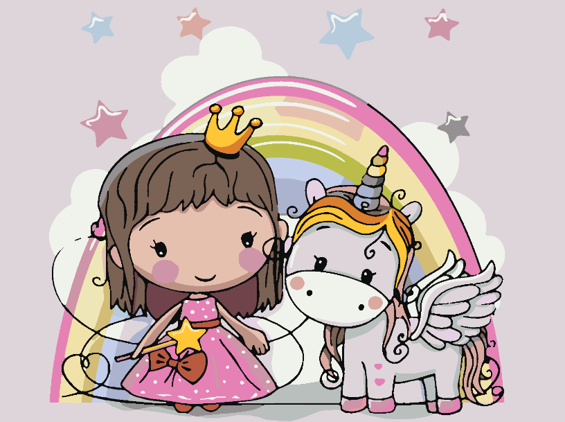 Pictura pe numere - Mica Printesa cu Unicornul 4132