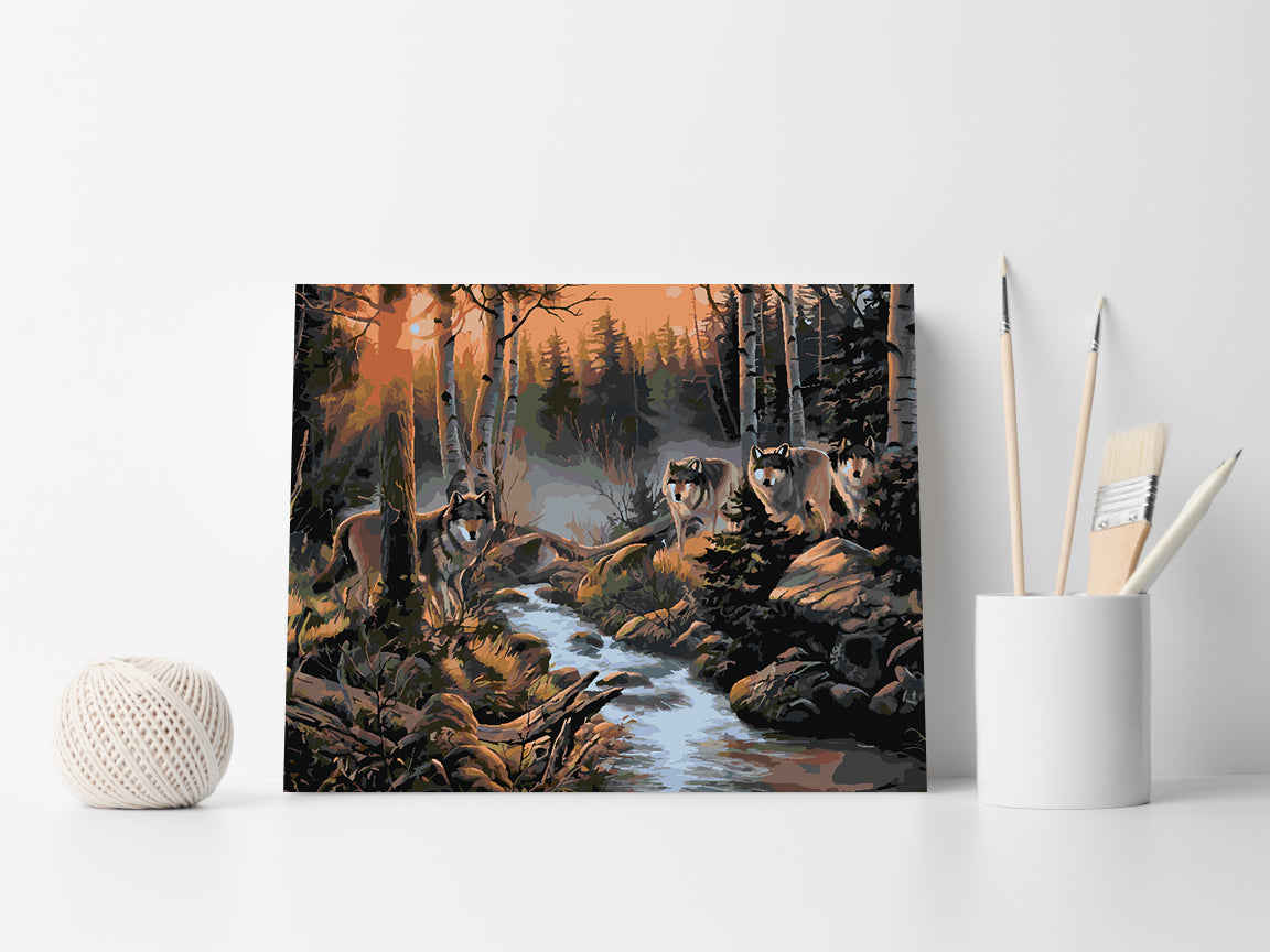 Paint by numbers - Wolves in the Forest 4166