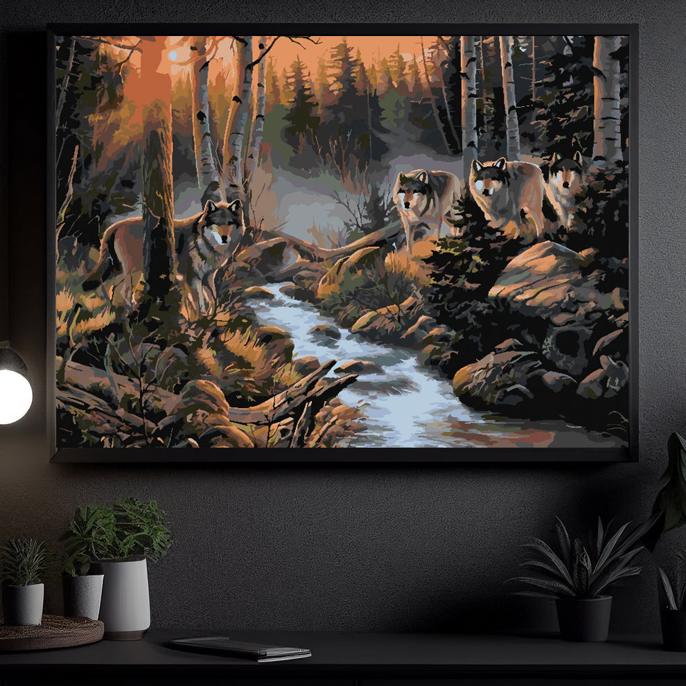 Paint by numbers - Wolves in the Forest 4166