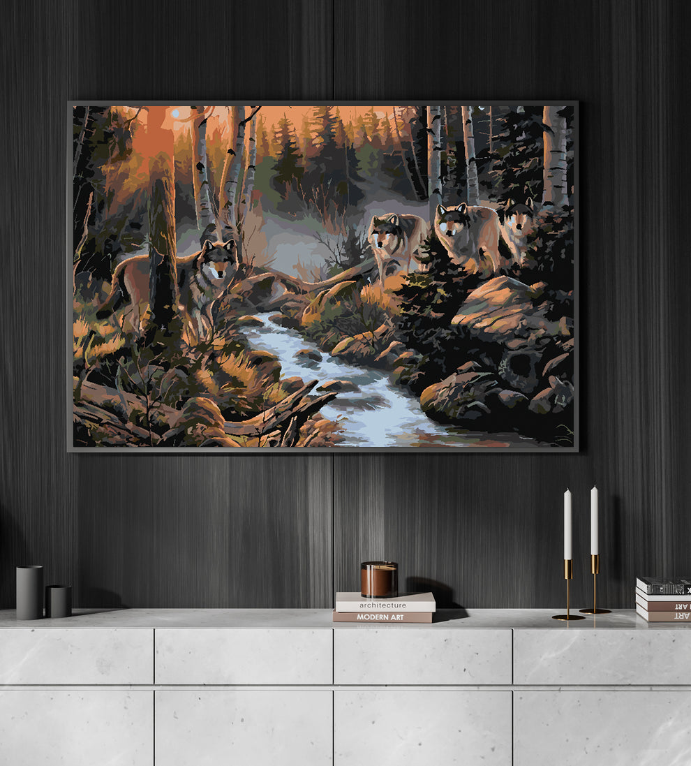 Paint by numbers - Wolves in the Forest 4166