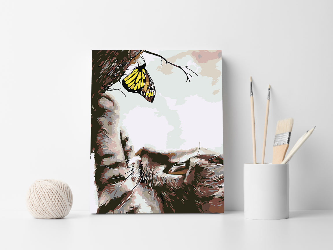 Paint by numbers - Cat and Butterfly 4195