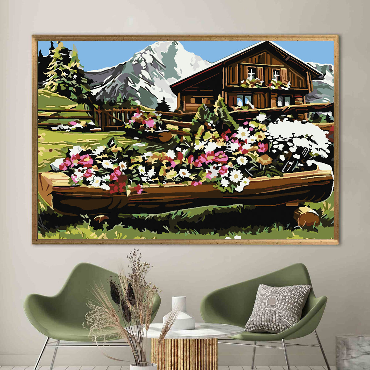 Paint by numbers - Mountain Landscape with Flowers 4210