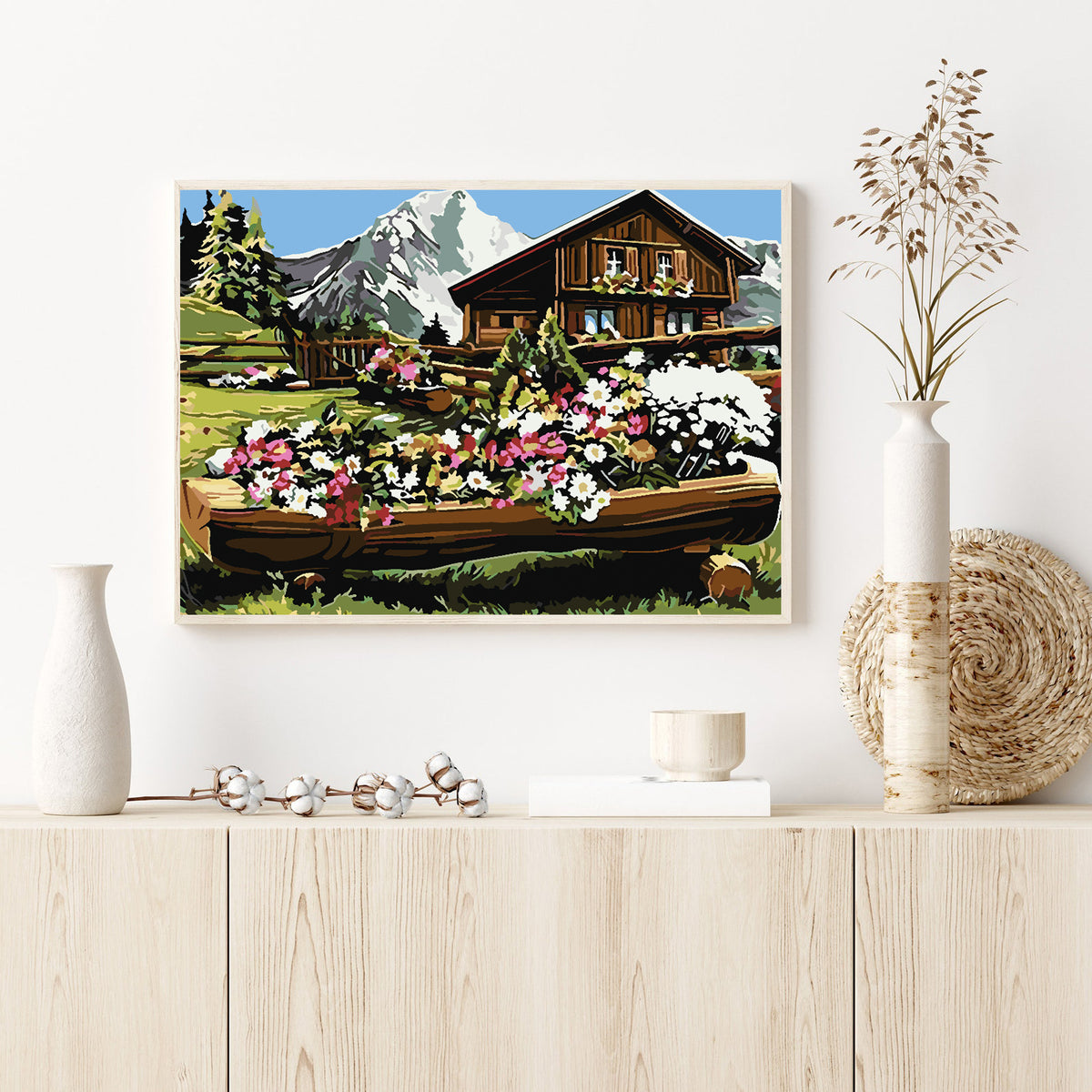 Paint by numbers - Mountain Landscape with Flowers 4210