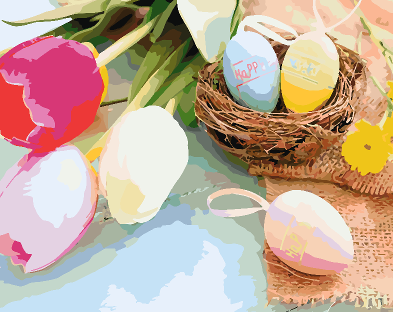 Paint by numbers - Easter Eggs and Tulips 4235