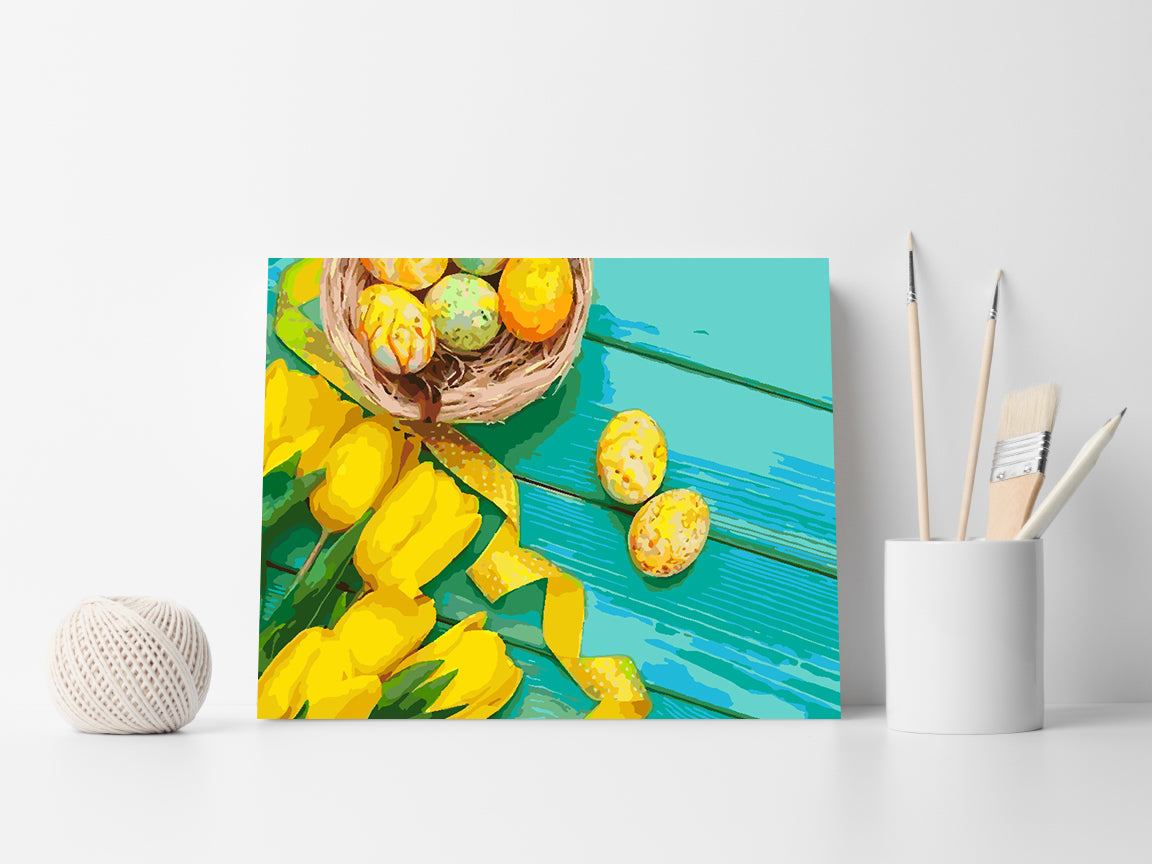 Paint by numbers - Yellow Tulips and Easter Eggs 4238