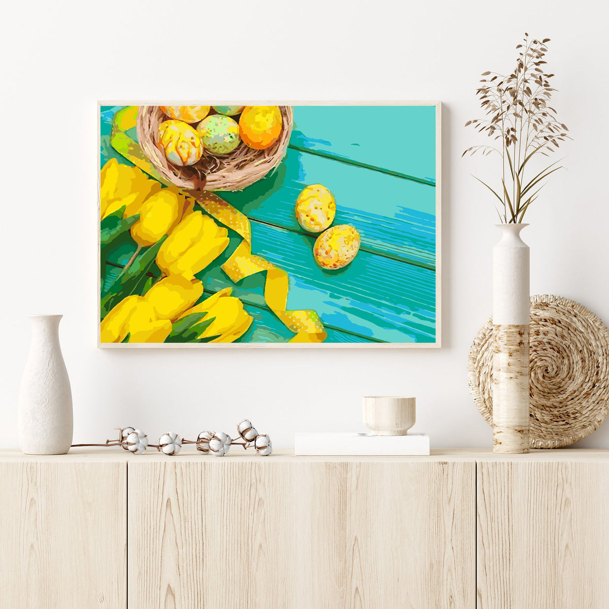 Paint by numbers - Yellow Tulips and Easter Eggs 4238