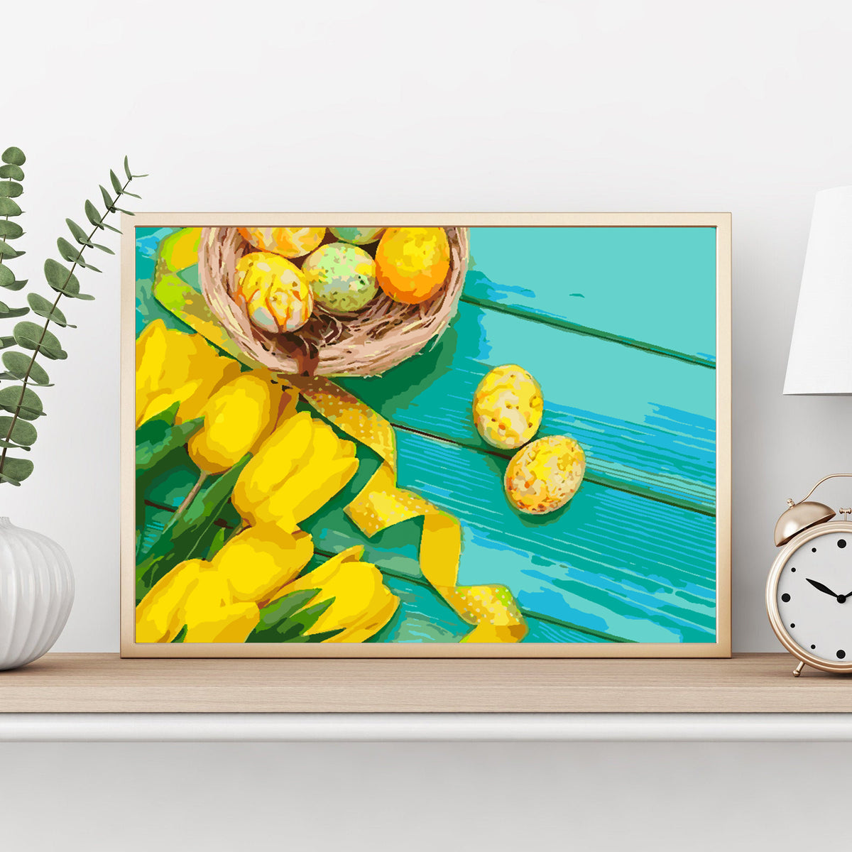 Paint by numbers - Yellow Tulips and Easter Eggs 4238