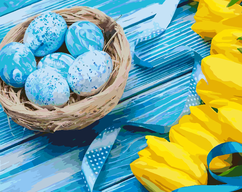 Paint by numbers - Yellow Tulips and Easter Eggs 4239