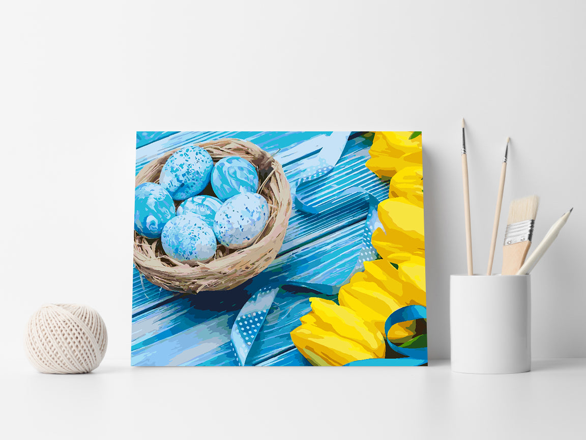Paint by numbers - Yellow Tulips and Easter Eggs 4239
