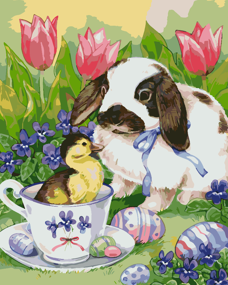 Paint by numbers - Dog with Duckling 4262