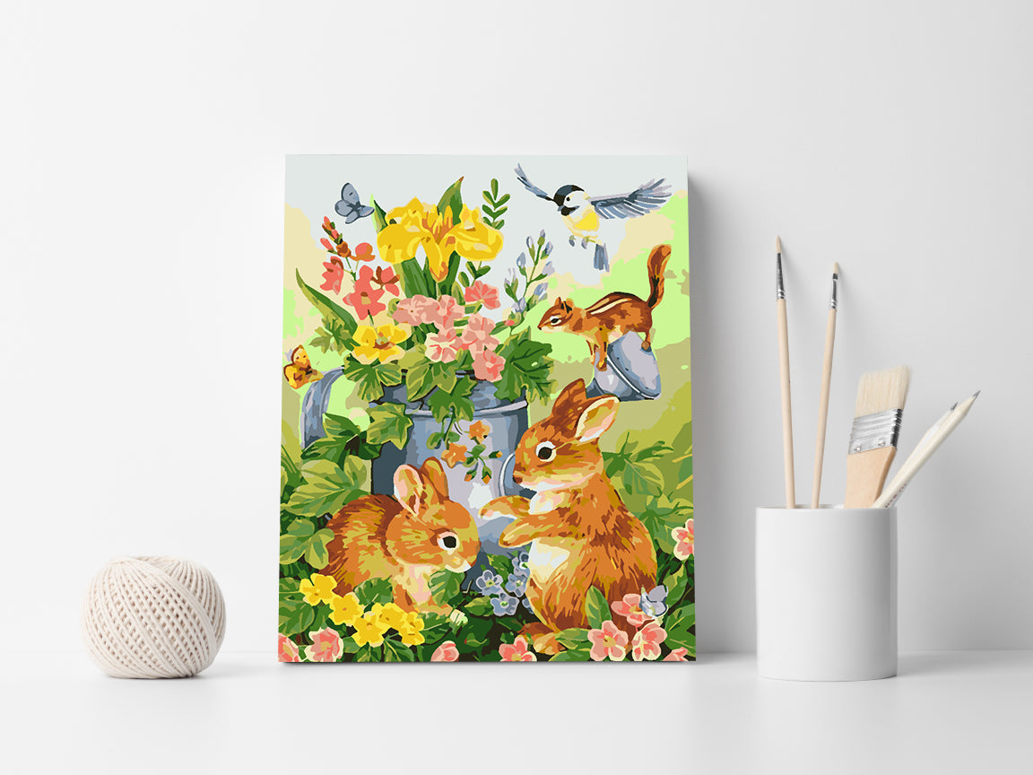 Paint by numbers - Bunnies with Flowers 4266