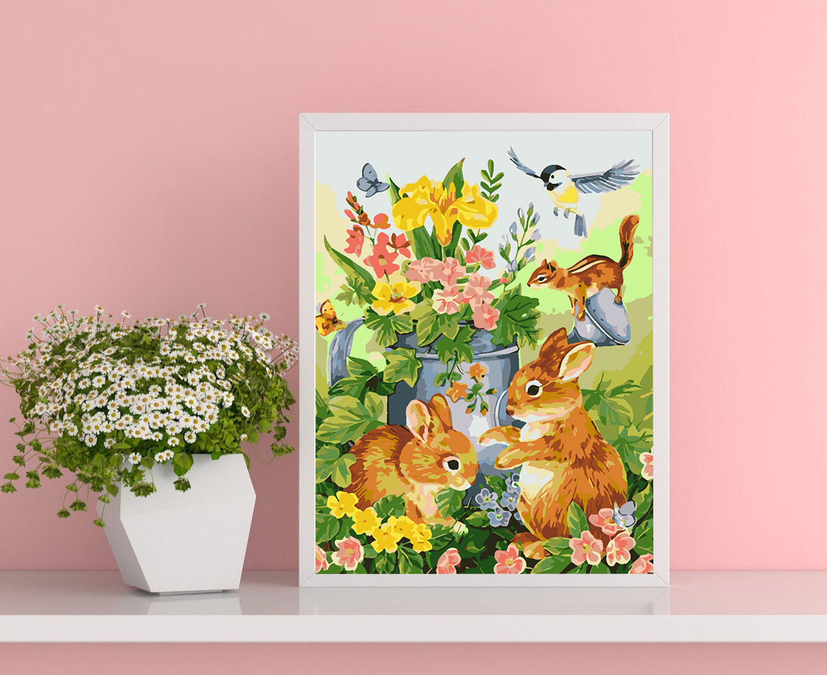 Paint by numbers - Bunnies with Flowers 4266