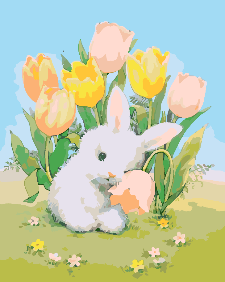 Paint by numbers - Bunny with Flowers 4270