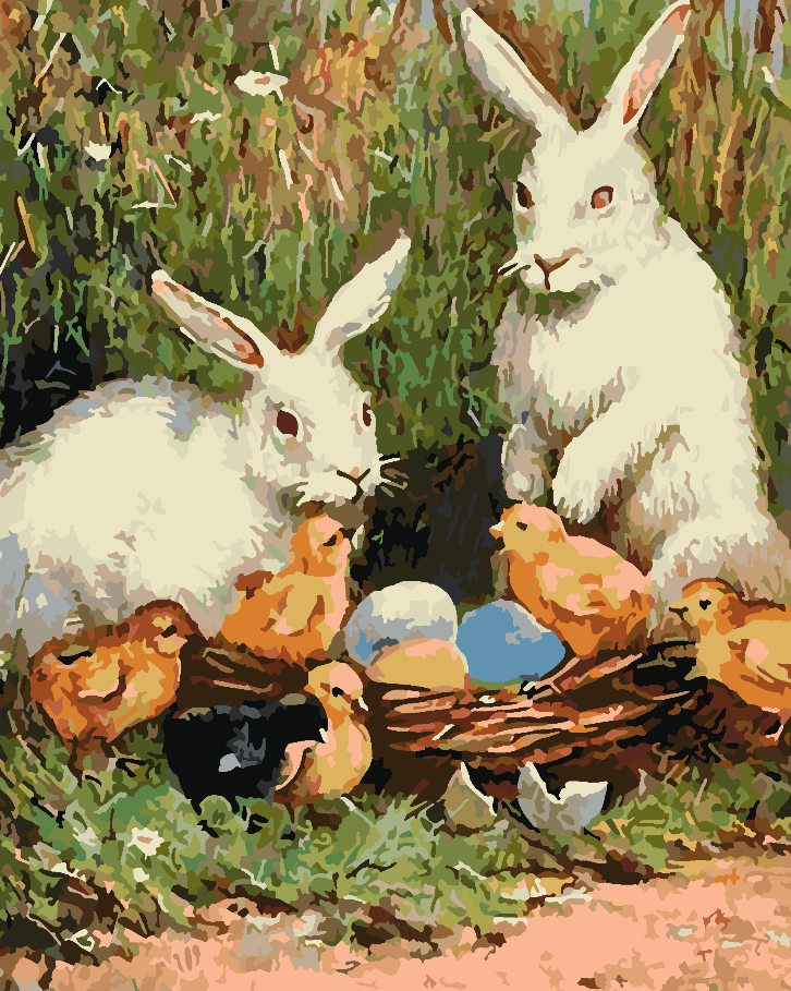 Paint by numbers - Bunnies with Chicks 4273