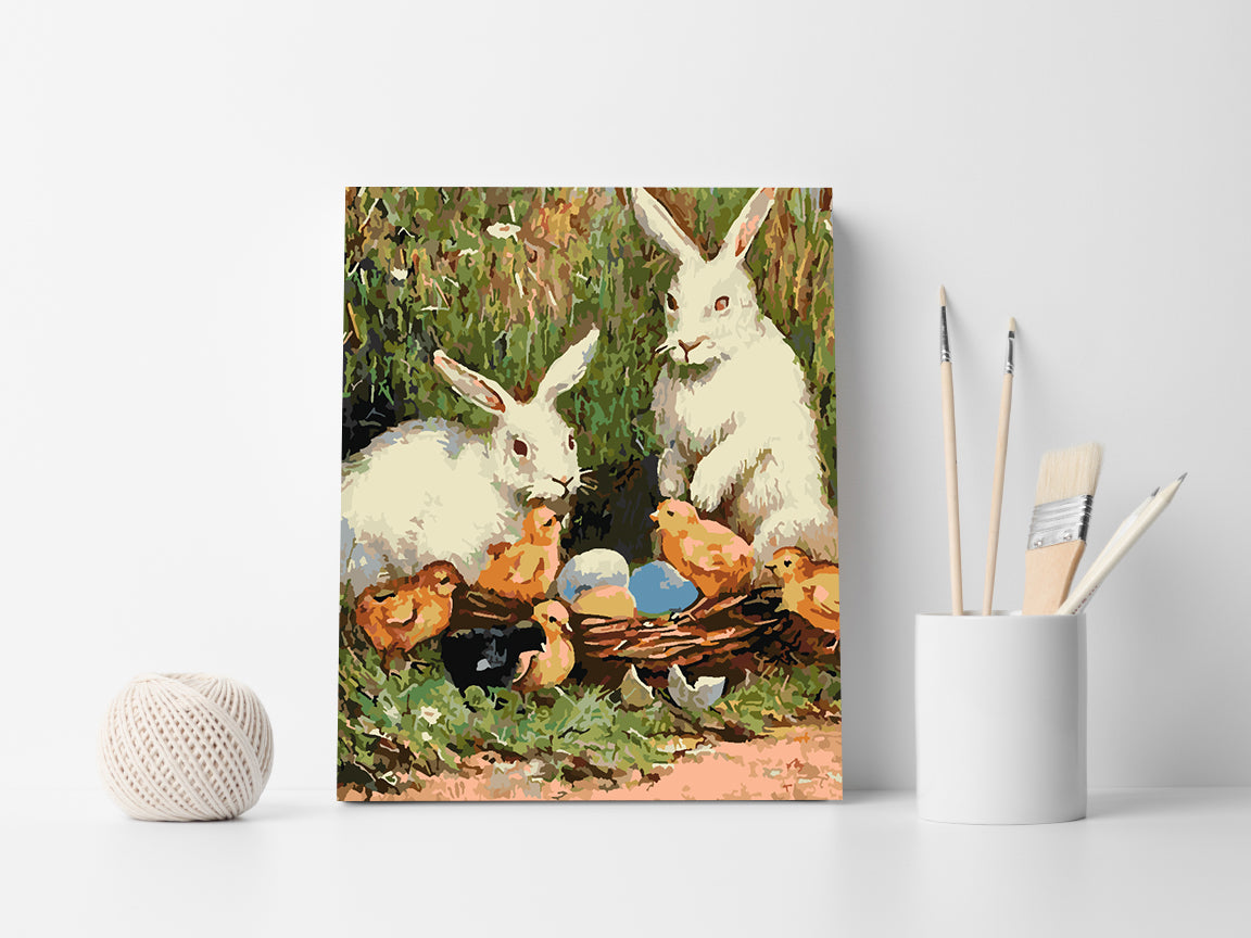 Paint by numbers - Bunnies with Chicks 4273