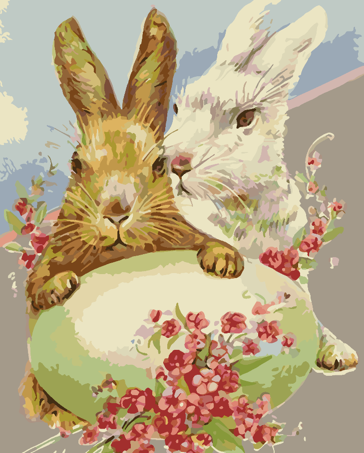 Paint by numbers - Bunnies with Flowers 4280