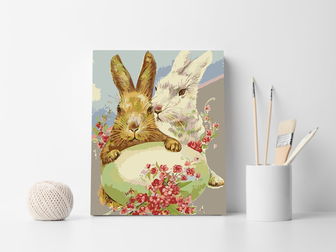 Paint by numbers - Bunnies with Flowers 4280