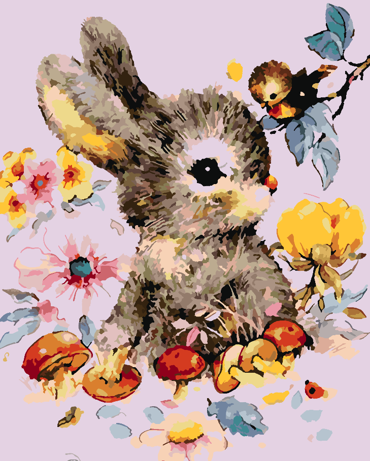 Paint by numbers - Bunny with Flowers 4285