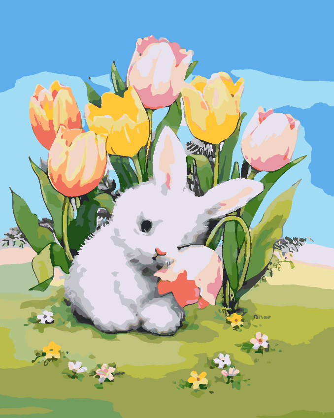 Paint by numbers - Bunny with Flowers 4286