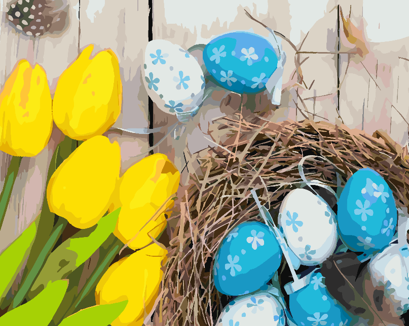 Paint by numbers - Easter Eggs with Flowers 4291