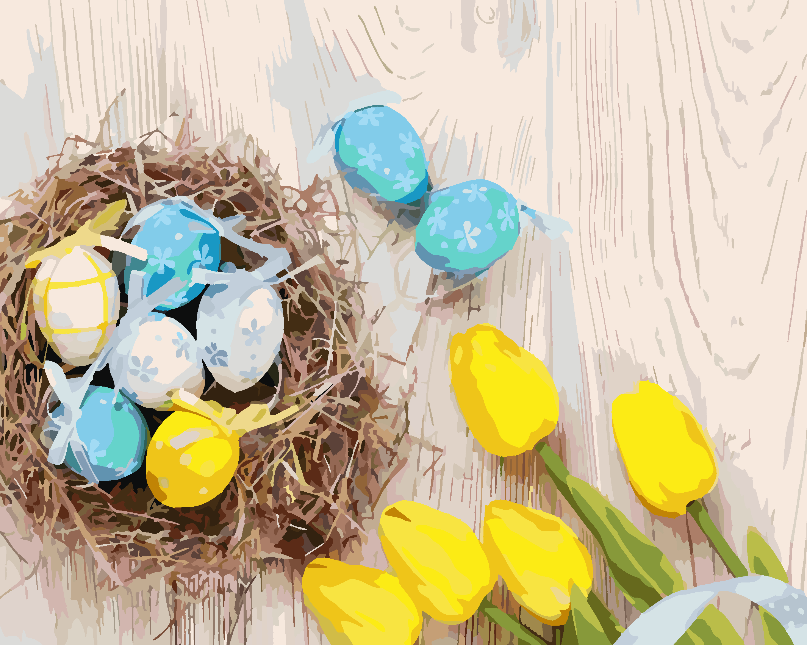 Paint by numbers - Easter Eggs with Flowers 4293