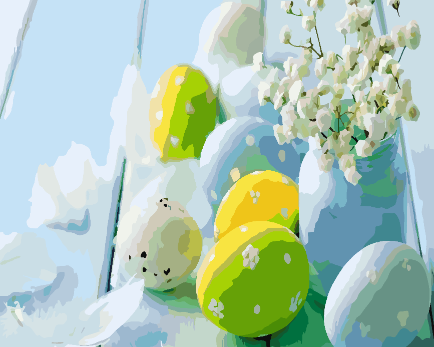 Paint by numbers - Easter Eggs with Flowers 4294