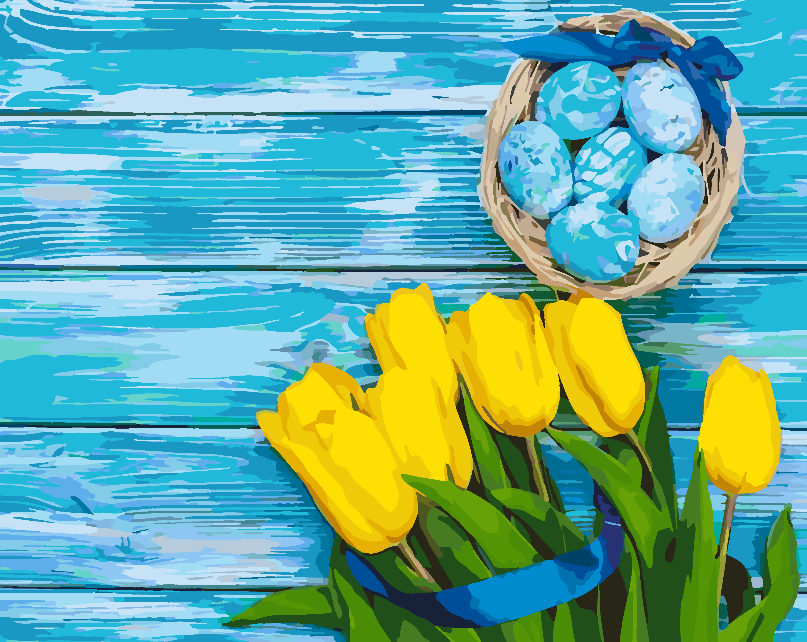 Paint by numbers - Easter Eggs with Flowers 4296